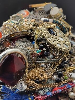 2.5lbs Mixed Womens Fashion Jewelry Bundle - Red, Gold, Black Accents